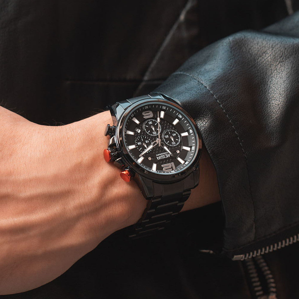 MEGIR Men's Quartz Wrist Watch Stainless Steel Band Chronograph Watches Luminous Waterproof Wristwatch Man Clock Military Watch-3