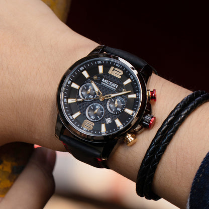MEGIR Men's Quartz Wrist Watch Stainless Steel Band Chronograph Watches Luminous Waterproof Wristwatch Man Clock Military Watch-5