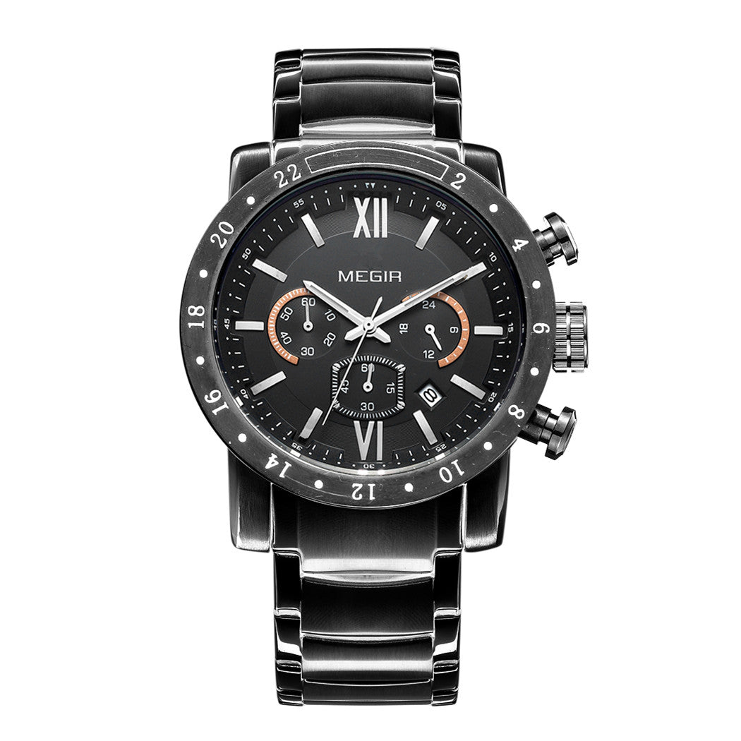 MEGIR Luxury Men's Business Watches Chronograph Waterproof Stainless Steel Quartz Watch Calendar Male Clock Reloj Hombre 3008-7