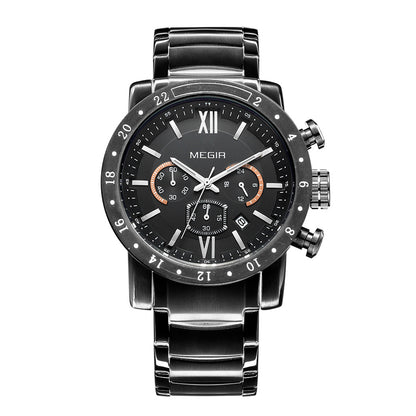 MEGIR Luxury Men's Business Watches Chronograph Waterproof Stainless Steel Quartz Watch Calendar Male Clock Reloj Hombre 3008-7