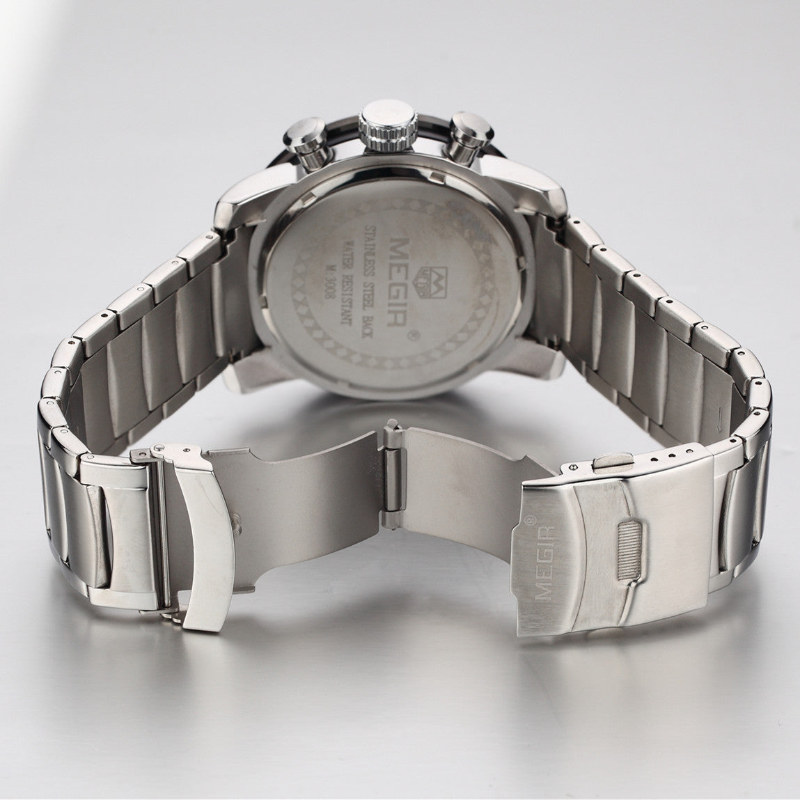 MEGIR Luxury Men's Business Watches Chronograph Waterproof Stainless Steel Quartz Watch Calendar Male Clock Reloj Hombre 3008-10