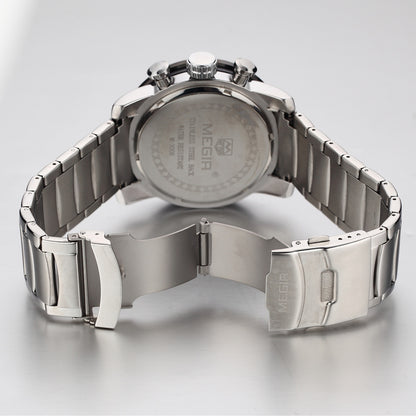 MEGIR Luxury Men's Business Watches Chronograph Waterproof Stainless Steel Quartz Watch Calendar Male Clock Reloj Hombre 3008-10