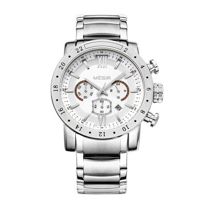 MEGIR Luxury Men's Business Watches Chronograph Waterproof Stainless Steel Quartz Watch Calendar Male Clock Reloj Hombre 3008-5