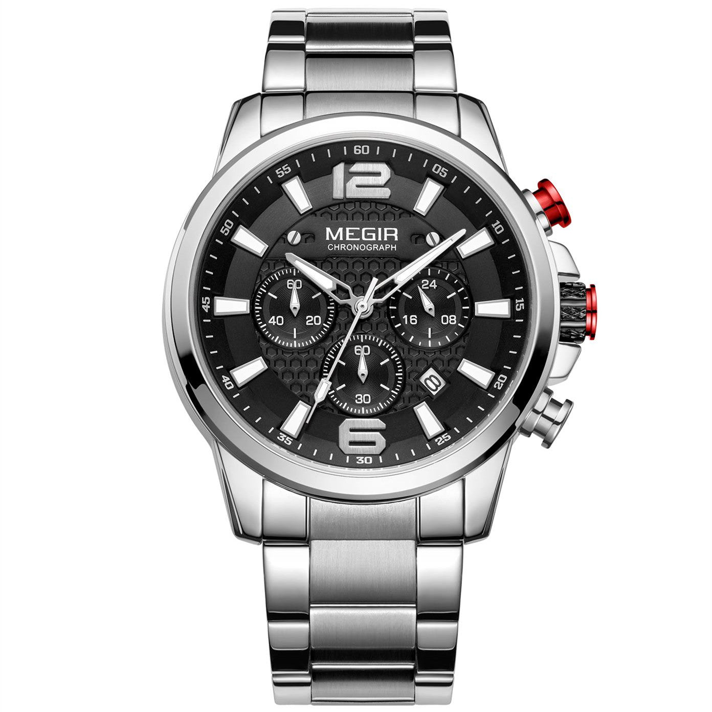 MEGIR Men's Quartz Wrist Watch Stainless Steel Band Chronograph Watches Luminous Waterproof Wristwatch Man Clock Military Watch-13