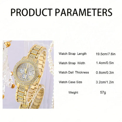 Women's Gold Quartz Watch Jewelry Gift Set - Chronos&Noble
