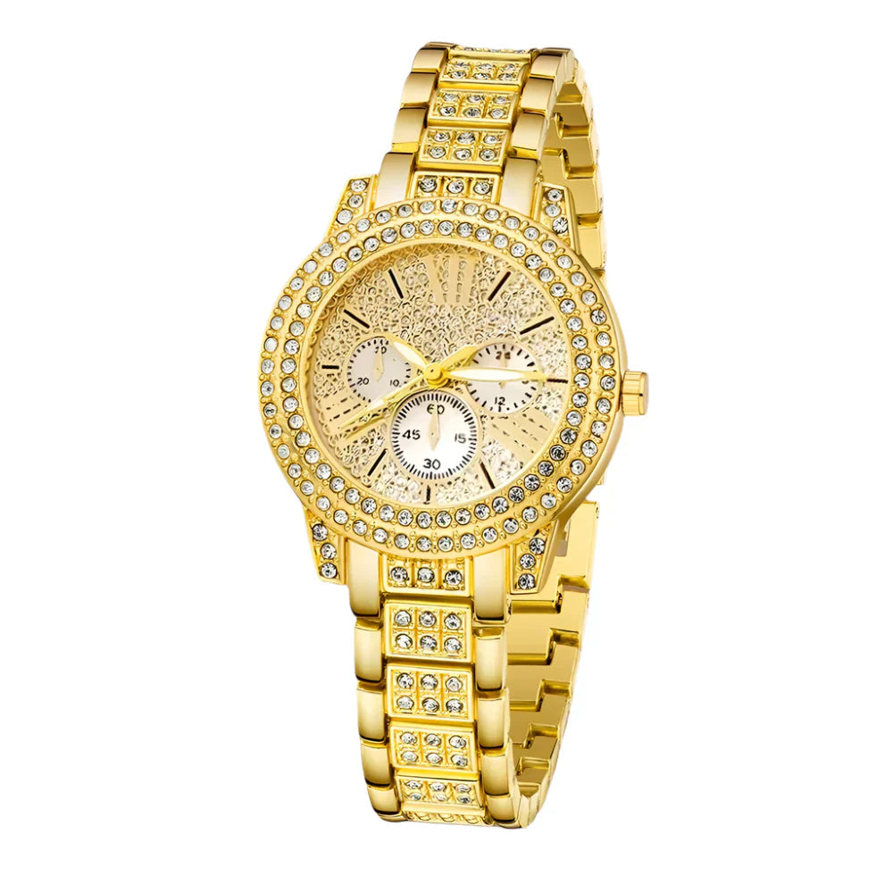Women's Gold Quartz Watch Jewelry Gift Set - Chronos&Noble