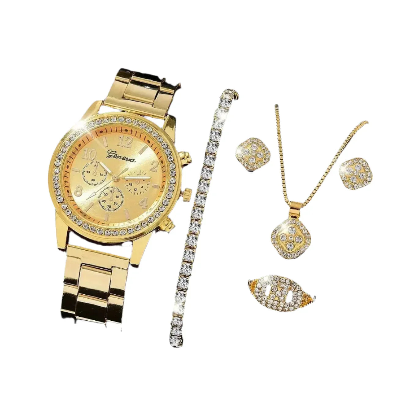 Womens Luxury Gold Watch Jewelry Set (5PCS) - Chronos&Noble